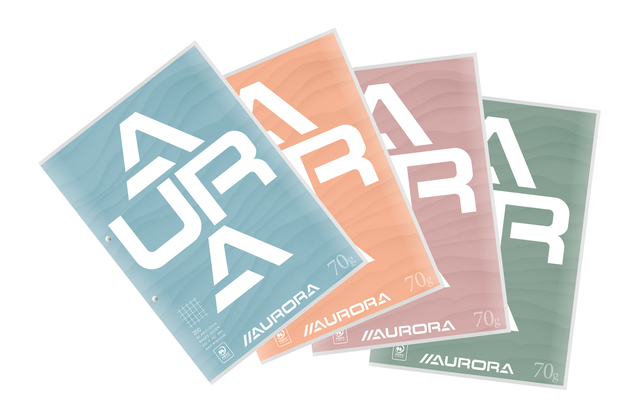 Cursusblok Aurora A4 ruit 5x5mm 2-gaats 200 pagina&apos;s 70gr afbeelding