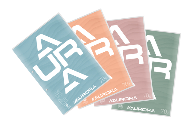 Cursusblok Aurora A4 ruit 4x8mm 2-gaats 200 pagina&apos;s 70gr afbeelding