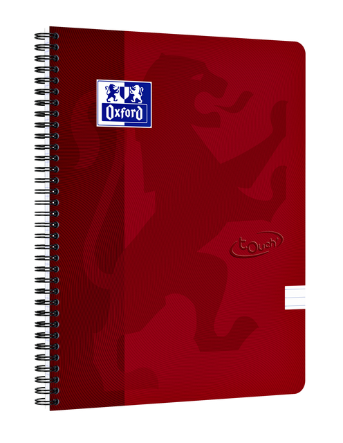 Spiraalblok Oxford Touch A4 lijn 140 pagina&apos;s 80gr rood afbeelding