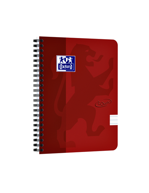 Spiraalblok Oxford Touch A5 lijn 140 pagina&apos;s 80gr rood afbeelding