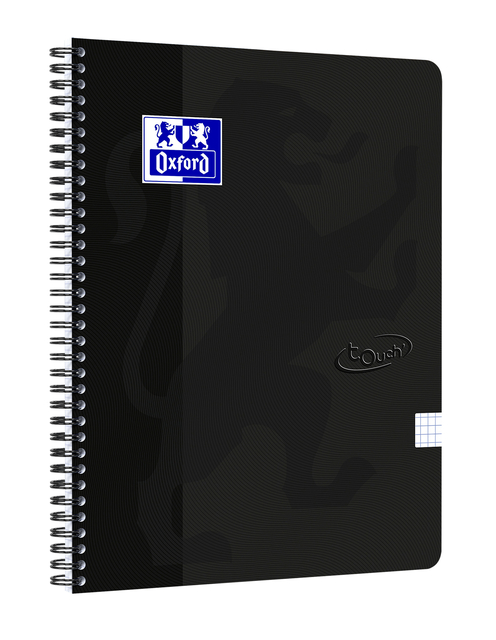 Spiraalblok Oxford Touch A4 ruit 5x5mm 140 pagina&apos;s 80gr zwart afbeelding