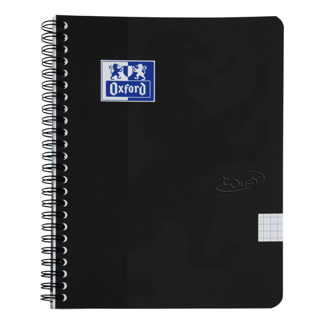 Spiraalblok Oxford Touch A5 ruit 5x5mm 140 pagina&apos;s 80gr zwart afbeelding