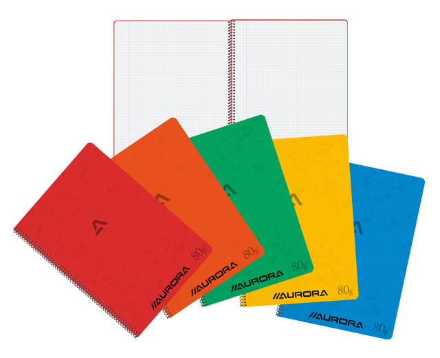 Schrift Aurora A4 ruit 5x5mm 120blz 80gr spiraal assorti afbeelding