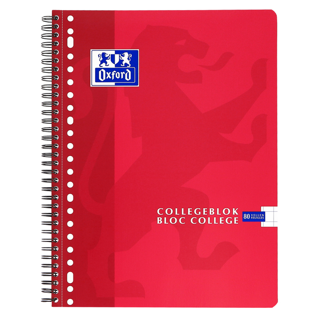 Collegeblok Oxford School A4 ruit 10x10mm 23-gaats 160 pagina's 80gr assorti — Foto 2 van 2