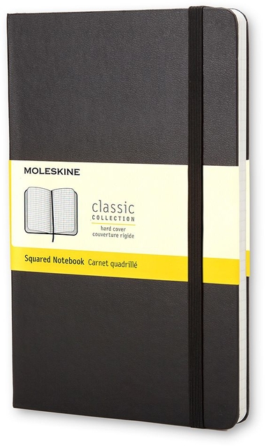 Notitieboek Moleskine large 130x210mm ruit 5x5 hard cover zwart afbeelding
