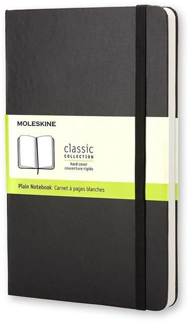 Notitieboek Moleskine pocket 90x140mm blanco hard cover zwart