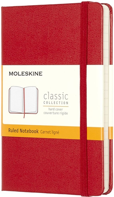 Notitieboek Moleskine pocket 90x140mm lijn hard cover rood afbeelding 1