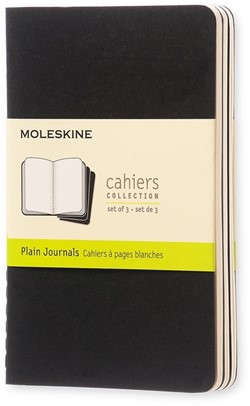 Schrift Moleskine 90x140mm blanco 240 pagina's 70gr zwart set à 3 stuks