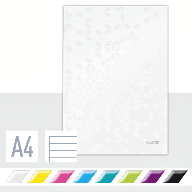 Notitieboek Leitz WOW A4 160blz 90gr lijn wit afbeelding