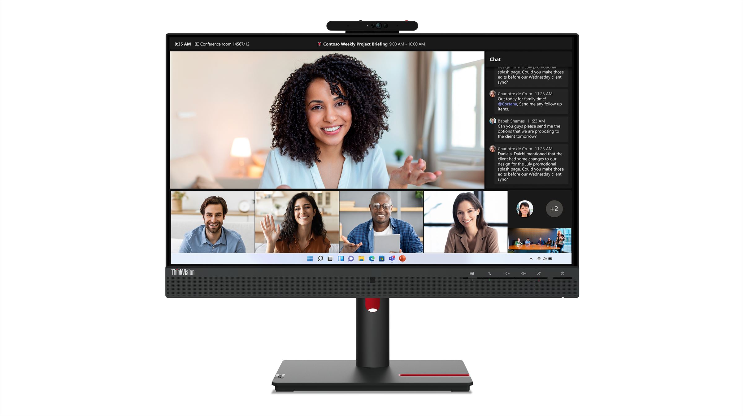 Lenovo ThinkVision T24mv-30 LED display 60,5 cm (23.8") 1920 x 1080 Pixels Full HD Zwart afbeelding