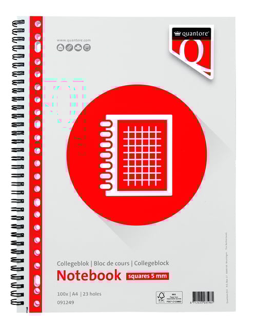 Collegeblok Quantore A4 23-gaats ruit 5mm 100vel afbeelding