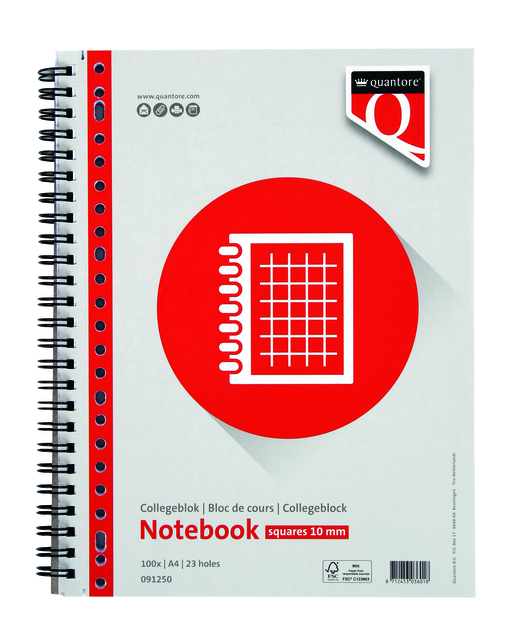 Collegeblok Quantore A4 23-gaats ruit 10mm 100vel afbeelding
