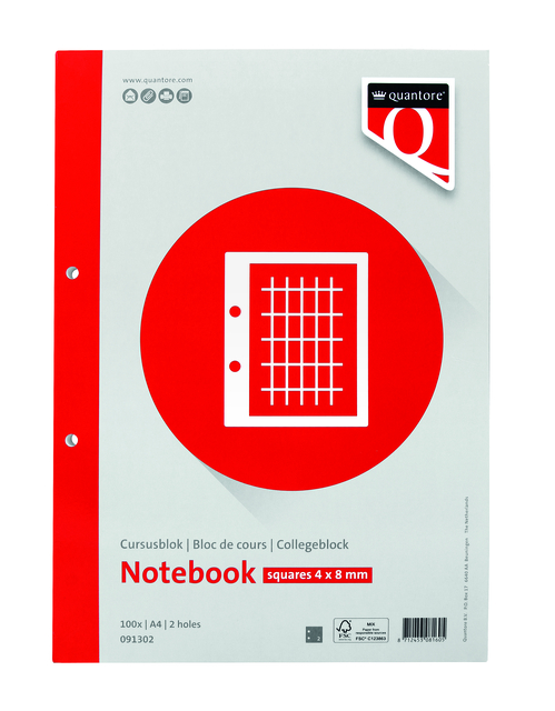 Cursusblok Quantore A4 ruit 4x8 commercieel met kantlijn afbeelding