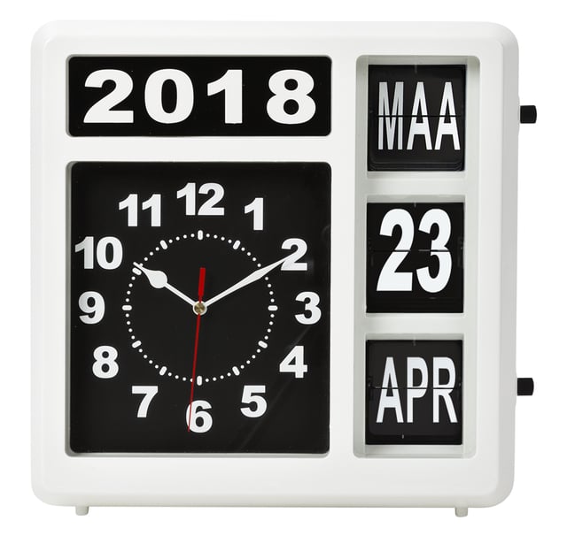 Wandklok Perel analoog 310x310mm nederlandse versie wit afbeelding