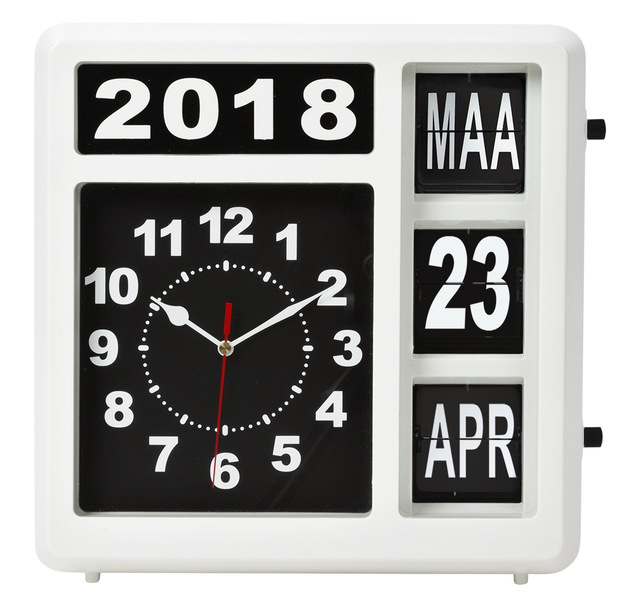 Wandklok Perel Flipover 31cm zwart/wit afbeelding