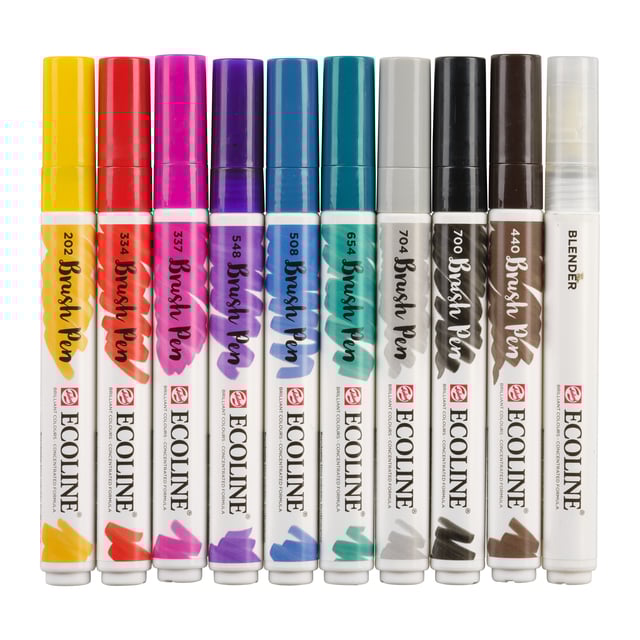 Brushpen Talens Ecoline set à 10 stuks handlettering afbeelding
