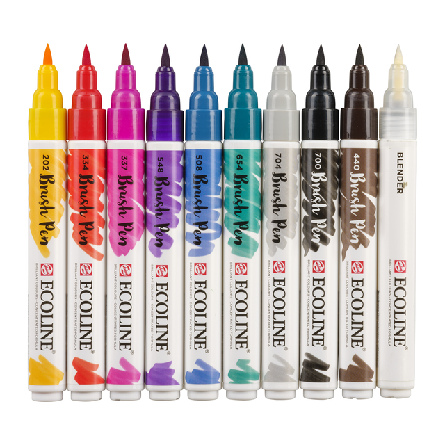 Brushpen Talens Ecoline set à 10 stuks handlettering — Foto 2 van 2