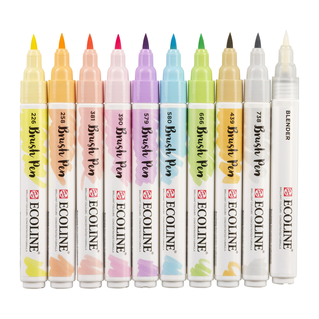 Brushpen Talens Ecoline set à 10 stuks pastel — Foto 2 van 2