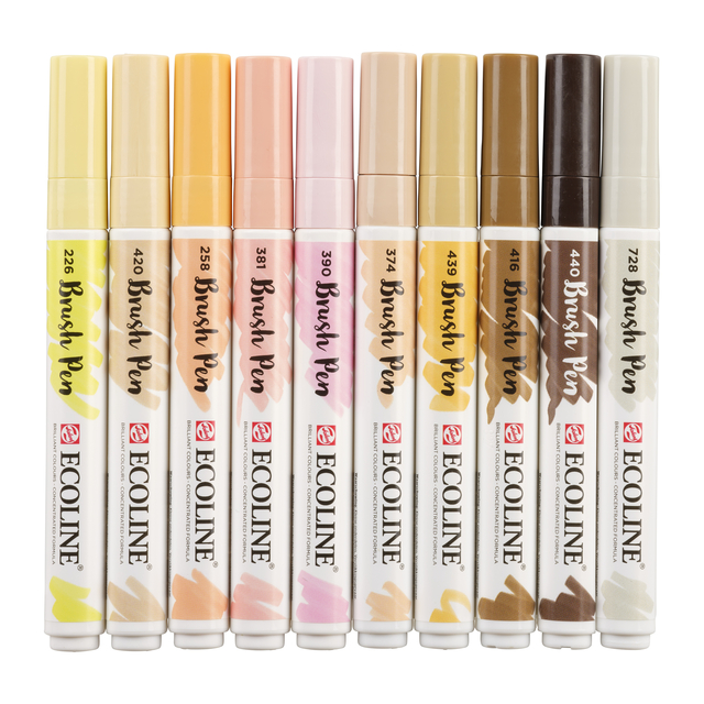 Brushpen Talens Ecoline set à 10 stuks huid afbeelding