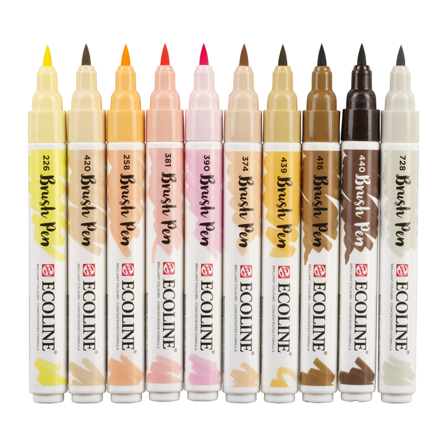Brushpen Talens Ecoline set à 10 stuks huid — Foto 2 van 2