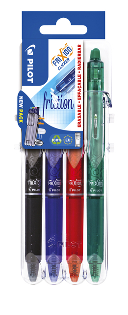 Rollerpen PILOT friXion clicker medium basis assorti Set2Goà  4 stuks