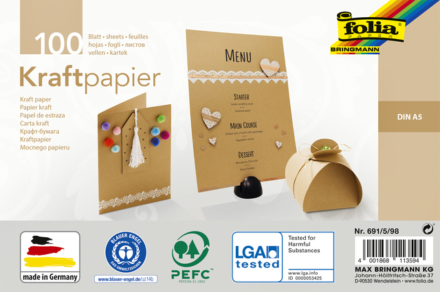 Kraftpapier Folia A5 120gr 100 vel afbeelding