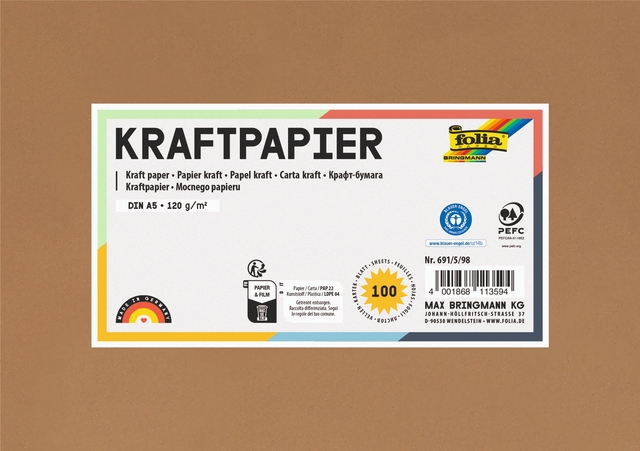 Kraftpapier Folia A5 120gr 100 vel afbeelding