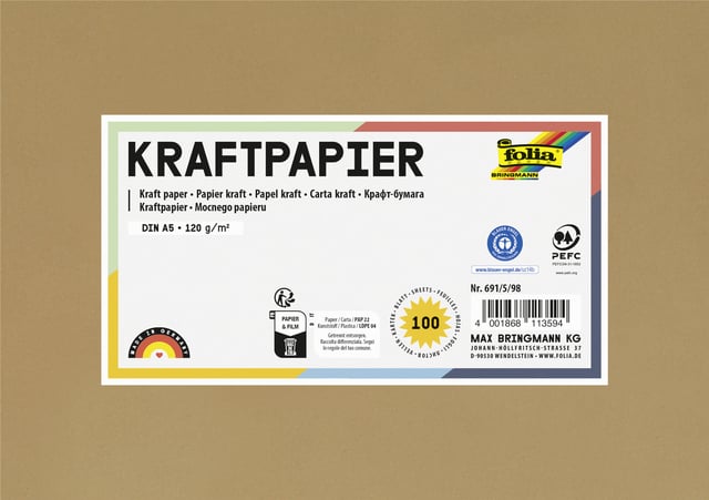 Kraftpapier Folia A5 120gr 100 vel afbeelding