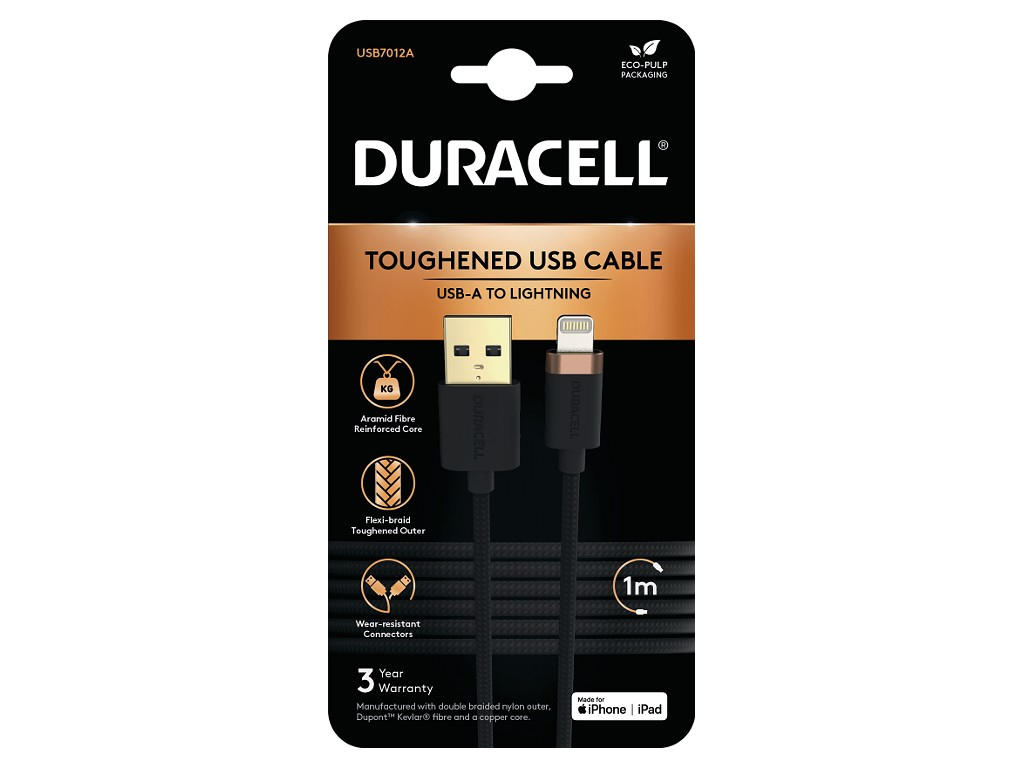 Duracell USB7012A Lightning-kabel Zwart afbeelding