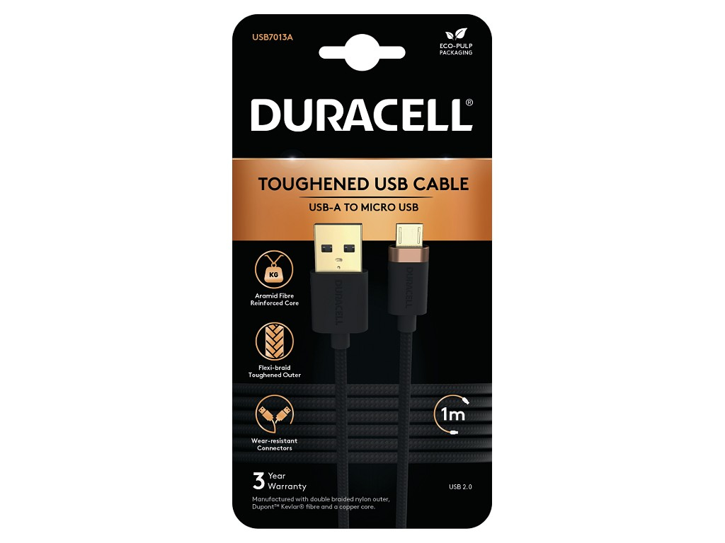 Duracell USB7013A USB-kabel Zwart afbeelding