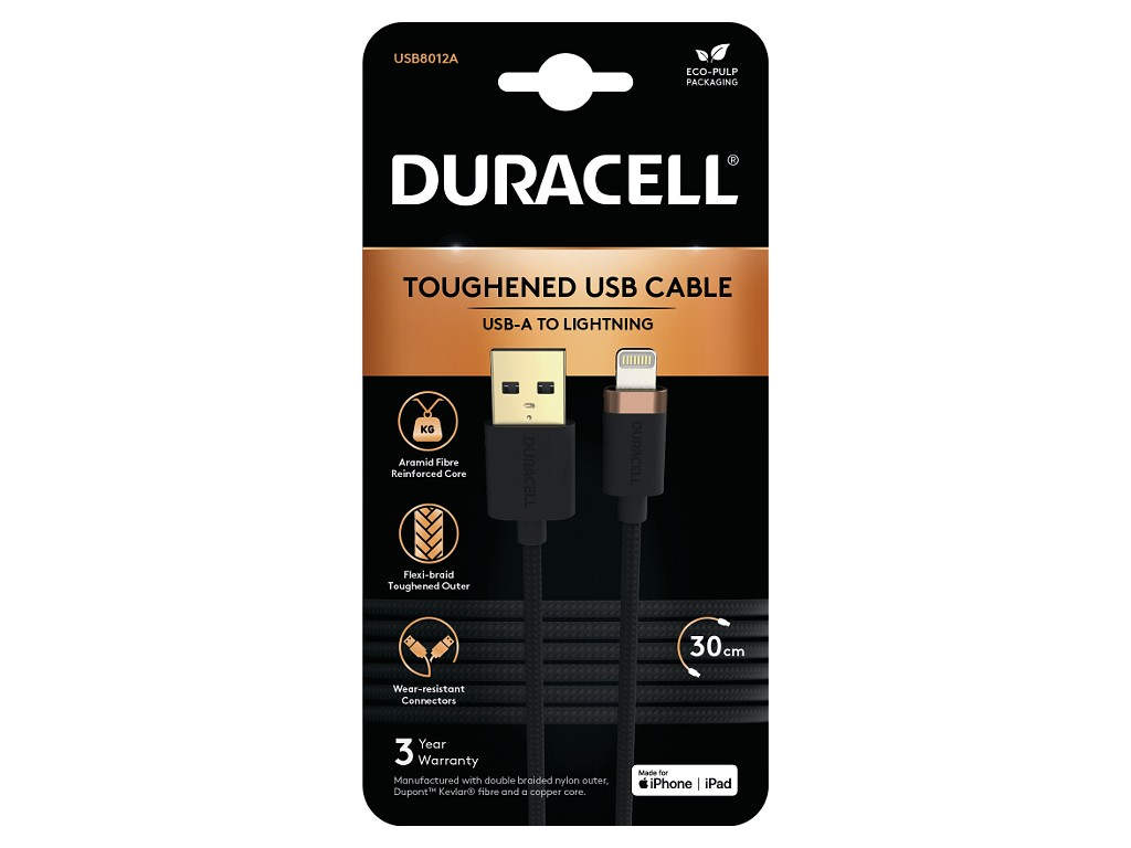 Duracell USB8012A Lightning-kabel Zwart afbeelding