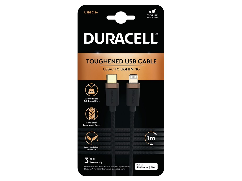 Duracell USB9012A Lightning-kabel Zwart afbeelding