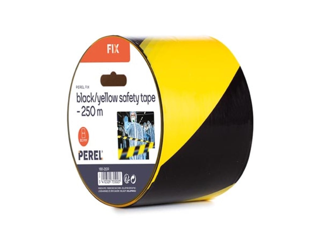 Zwart/geel veiligheidslint - 250 m - rol afbeelding