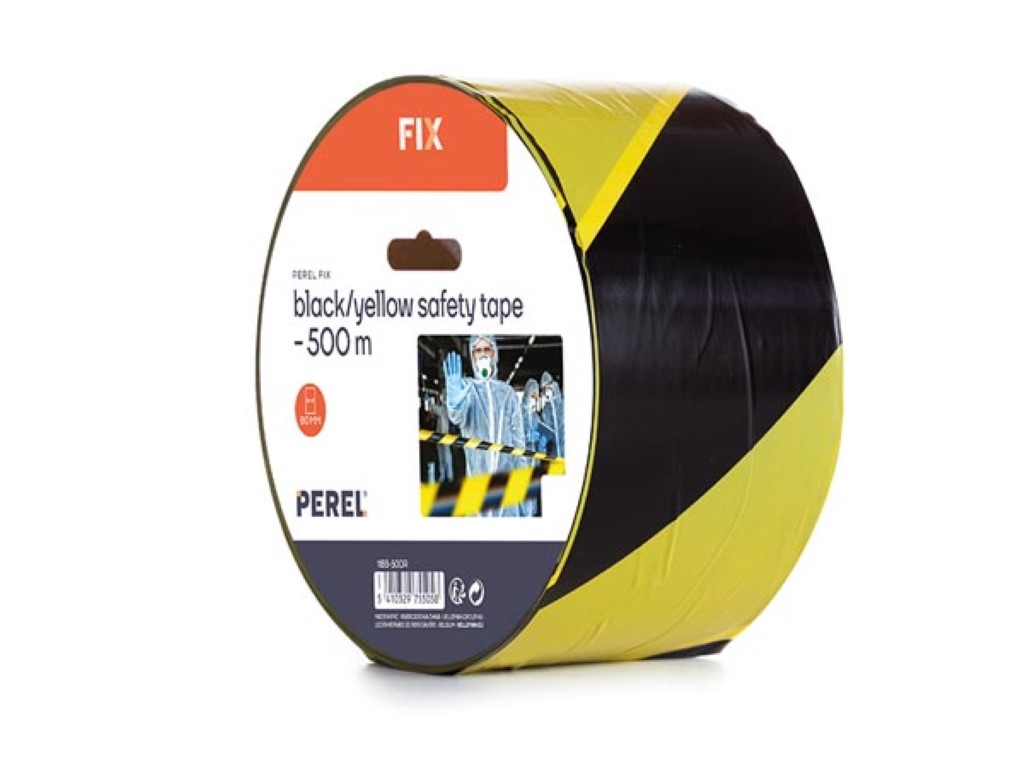 Velleman Zwart geel veiligheidslint 500 m rol