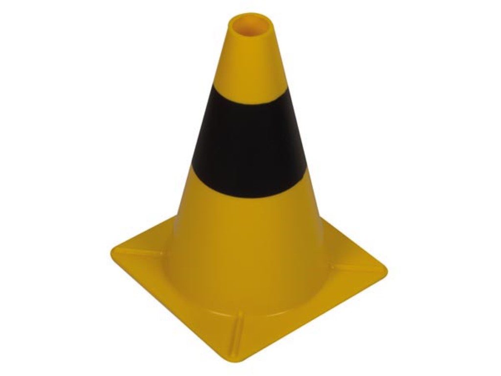 Verkeerskegel geel/zwart - 30 cm afbeelding