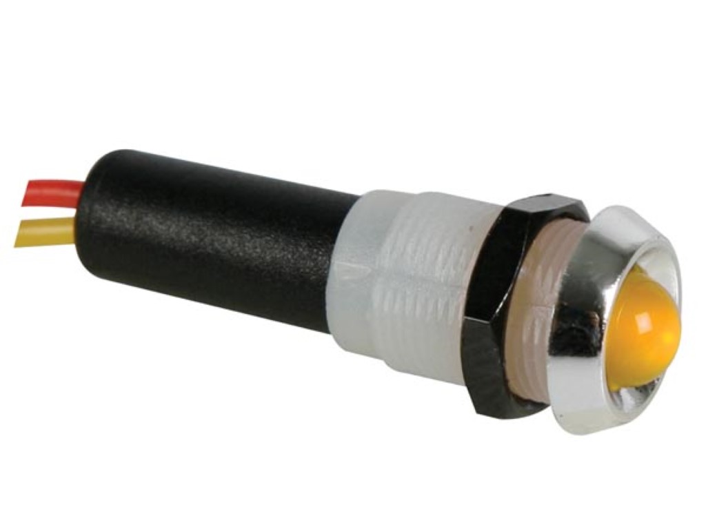 LED LAMP 12V GEEL - CHROMEN BEHUIZING afbeelding