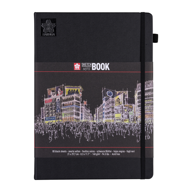 Schetsboek Sakura 80 zwarte vellen 140gr 210x297mm zwart afbeelding