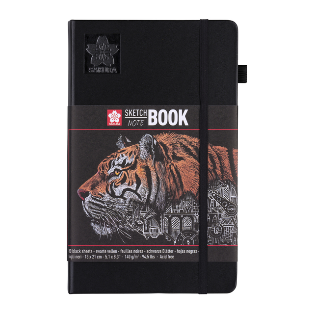 Schetsboek Sakura 80 zwarte vellen 140gr 130x210mm zwart afbeelding