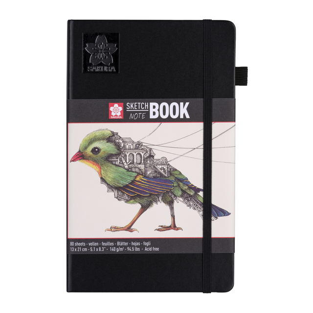 Schetsboek Sakura 80 witte vellen 140gr 130x210mm zwart afbeelding