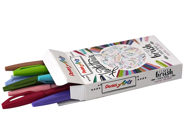 Brushpen Pentel Sign SES15C pastel assorti doos à 12 stuks afbeelding