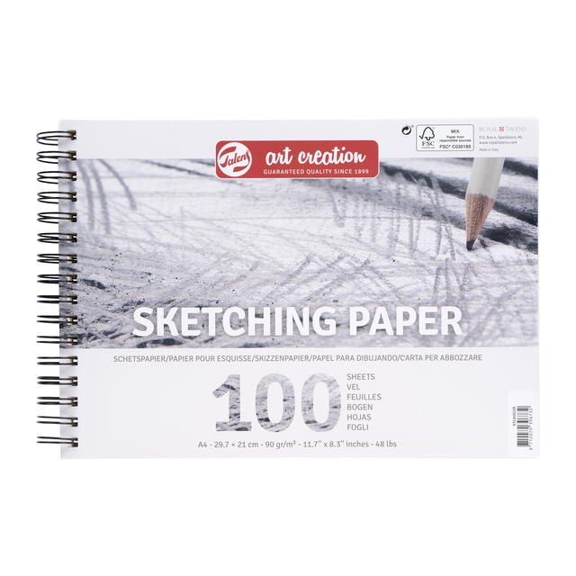 Schetspapier Talens Art Creation 100 witte vellen 90gr 297x210mm grijs afbeelding
