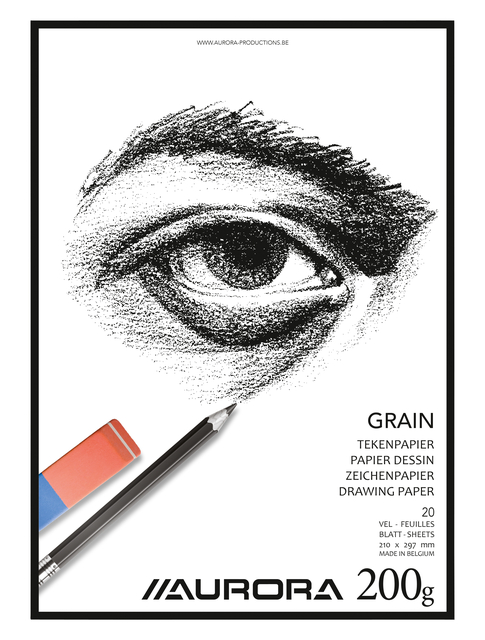 Tekenblok Aurora A4 20 vel 200 gram Grain papier afbeelding
