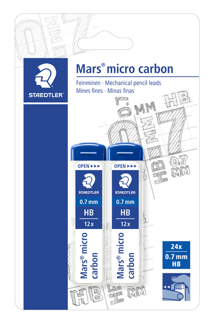 Potloodstift Staedtler Mars Carbon Micro 0.7mm HB blister 2 stuks afbeelding 1
