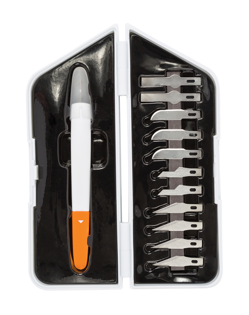 Precisiemes Fiskars Medium Duty set à 12 mesbladen wit — Foto 2 van 2