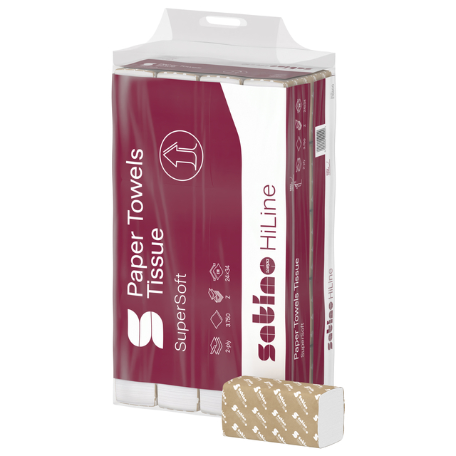 Handdoek Satino PT2 HiLine w-vouw 2-laags 206x320mm 25x120 vel wit 276600 afbeelding