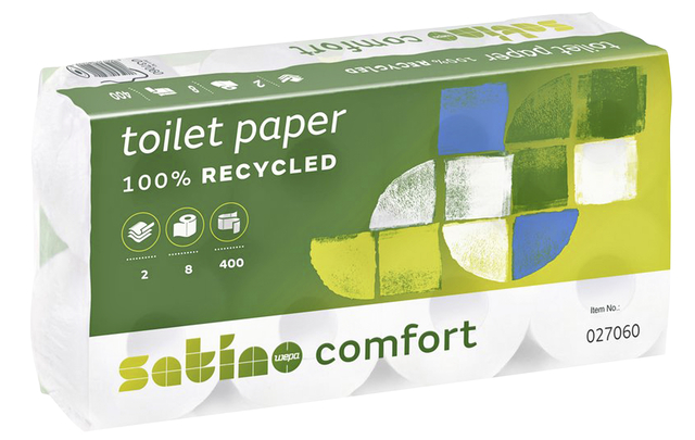Toiletpapier Satino MT1 Comfort 2-laags 400 vel wit 027060 afbeelding