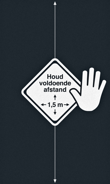 Deurmat afstand houden 90x150cm afbeelding