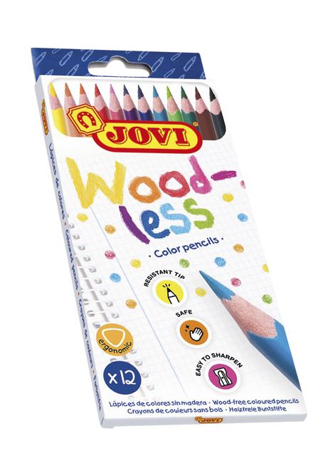 Kleurpotloden Jovi houtvrij assorti etui à 12 stuks afbeelding