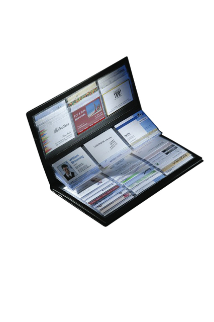 Visitekaartmap Sigel VZ175 voor 288 kaarten 90x58mm kunstleer zwart afbeelding
