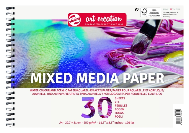 Acryl-aquarelverfpapier Talens Art Creation mixed media A4 wit afbeelding